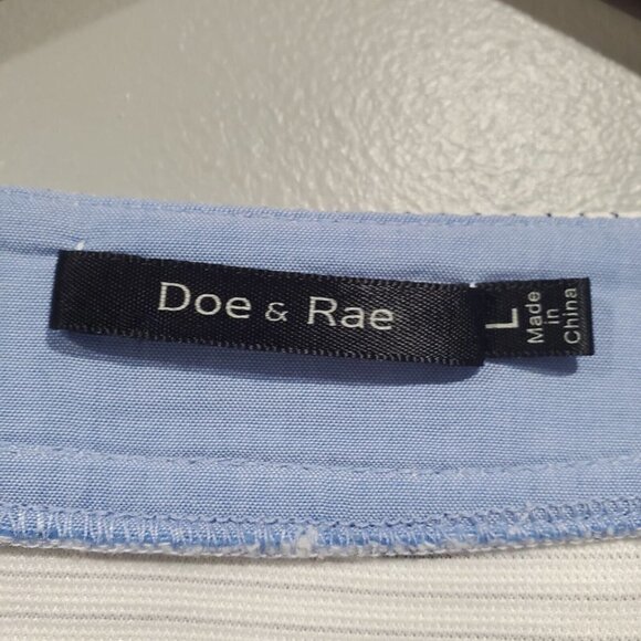 Doe & Rae Women's Short Flutter Sleeve Round Neck Striped Color Block Dress Sz L - Picture 7 of 13